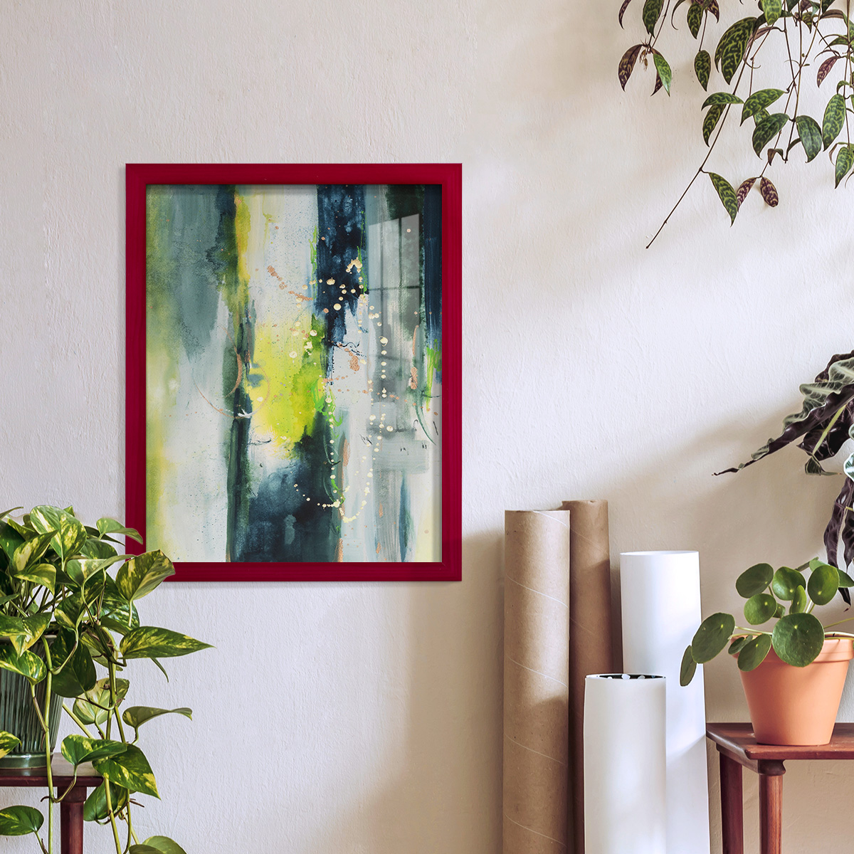 Treetops I - Framed Print w/glass - Cherry Red
