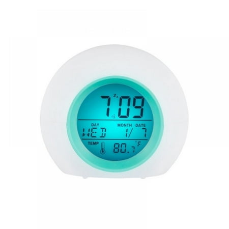 

Echenor LED Digital kids Clock Changing Light with Indoor Temperature Calendar Wake Up Light Battery clock Desktop Electronic Table