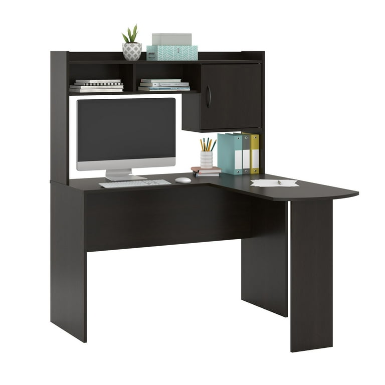 Mainstays L Shaped Desk with Hutch Espresso