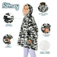 thumbnail image 4 of Bare Homey Plush Sherpa Wearable Blanket - Fluffy & Soft - Lightweight - Kids, Camo - Gray, 4 of 9