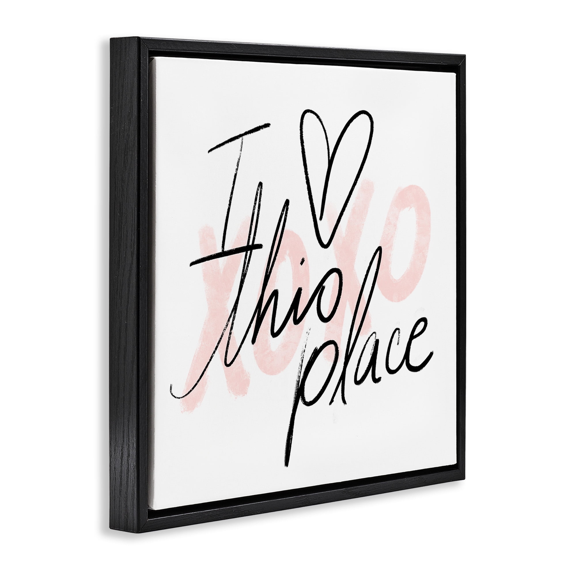 Stupell Industries Love This Place Xoxo Inspirational Painting Black Floater Framed Canvas Art Print Wall Art, 25 x 25