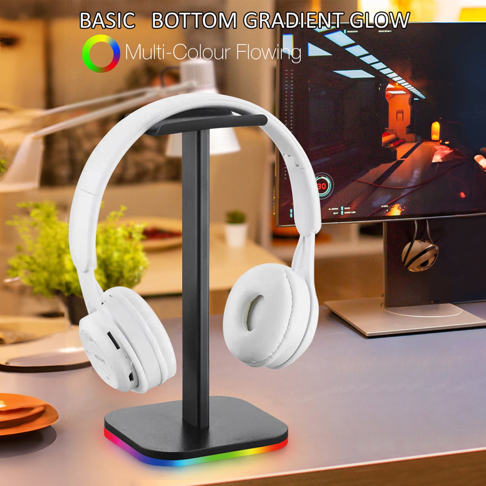 Desk Headphone Stand Bottom Illuminated Headphone Holder RGB Light