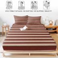 thumbnail image 5 of Twin XL Size Fitted Sheet Set - Oatmeal Tan Striped 2 Piece Bedding Sets 16" Deep Pocket Fitted Sheet with 1 Pillowcases, Farmhouse Country Minimalist Stripes Brushed Microfiber Hotel Bed Sheets, 5 of 9