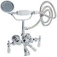 thumbnail image 1 of Barclay 4020-PL-CP Barclay Wall Mounted Tub Faucet with Hand Shower and Porcelain Handles, 1 of 1