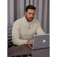 thumbnail image 2 of Fexilor Men's Quarter-Zip Sweater, Cable Knit Mock Neck Slim Fit Business Casual Pullover S-3XL, 2 of 8