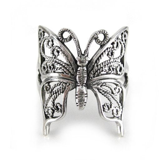 Sterling Silver Filigree Butterfly Ring