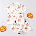 thumbnail image 7 of Womens Pajama Sets Satin Cozy Funny Pumpkin Print Fall Short‑Sleeve Halloween Pajamas for Women Set, 7 of 7