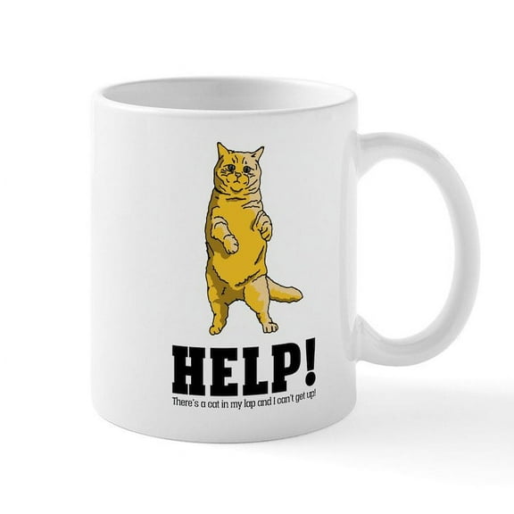 CafePress - There's A Cat In My Lap - 11 oz Ceramic Mug - Novelty Coffee Tea Cup
