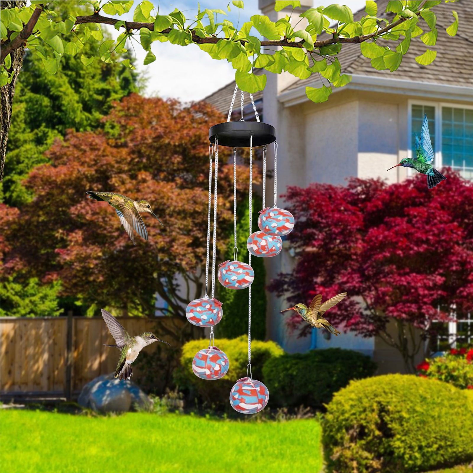 Kayannuo 1PC Charming Wind Chimes Outdoor Hummingbird Water Feeder Wind Chime Shaped Bird feeders for Viewing Hanging Garden Water Feeder for Birds Bird Water Feeder,Purple