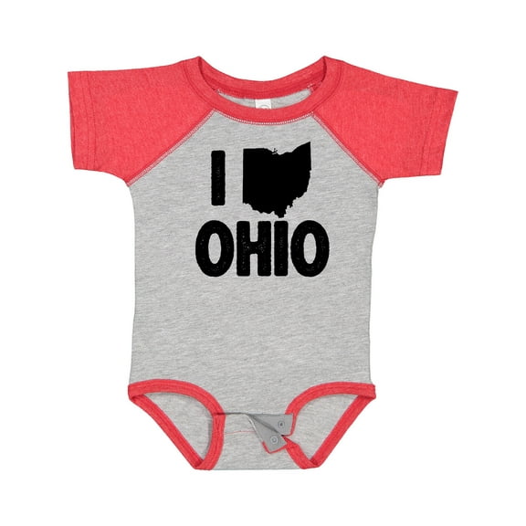 Inktastic I Love Ohio with State Silhouette Boys or Girls Baby Bodysuit