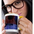 thumbnail image 2 of 3drose, Earth Brown and Blue Guitar Art Music, 15oz Two-tone Yellow Mug, 2 of 6