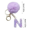 thumbnail image 2 of SIYTUAU Letter N Purple Velvet Ball Pendant Keychain With Backpack Small Ornament For Holiday Gift Polyester Material 3.1 Inches Diameter N, 2 of 6