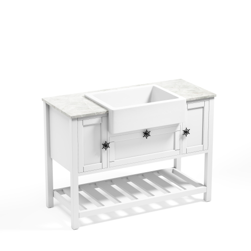 Transitional Bathroom Vanity Without Tops Countertop White 48 in. W x