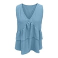 thumbnail image 5 of IWRICH Women's V Neck Ruffle Tank Tops Sleeveless Flowy Tiered Peplum Blouse Casual Summer Loose Fit Swing Cami Shirts Blue S, 5 of 5