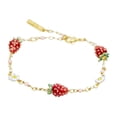thumbnail image 1 of Pulsera de fresa para mujer, pulsera de eslabones para novia, madre, regalo de cumpleaños Rojo, 1 of 8