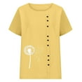 thumbnail image 2 of YueHuiYing Womens Short Sleeve Tops Spring And Summer V-Neck Tshirts Casual Pleated Loose Floral Printed Button T-Shirt, 2 of 5