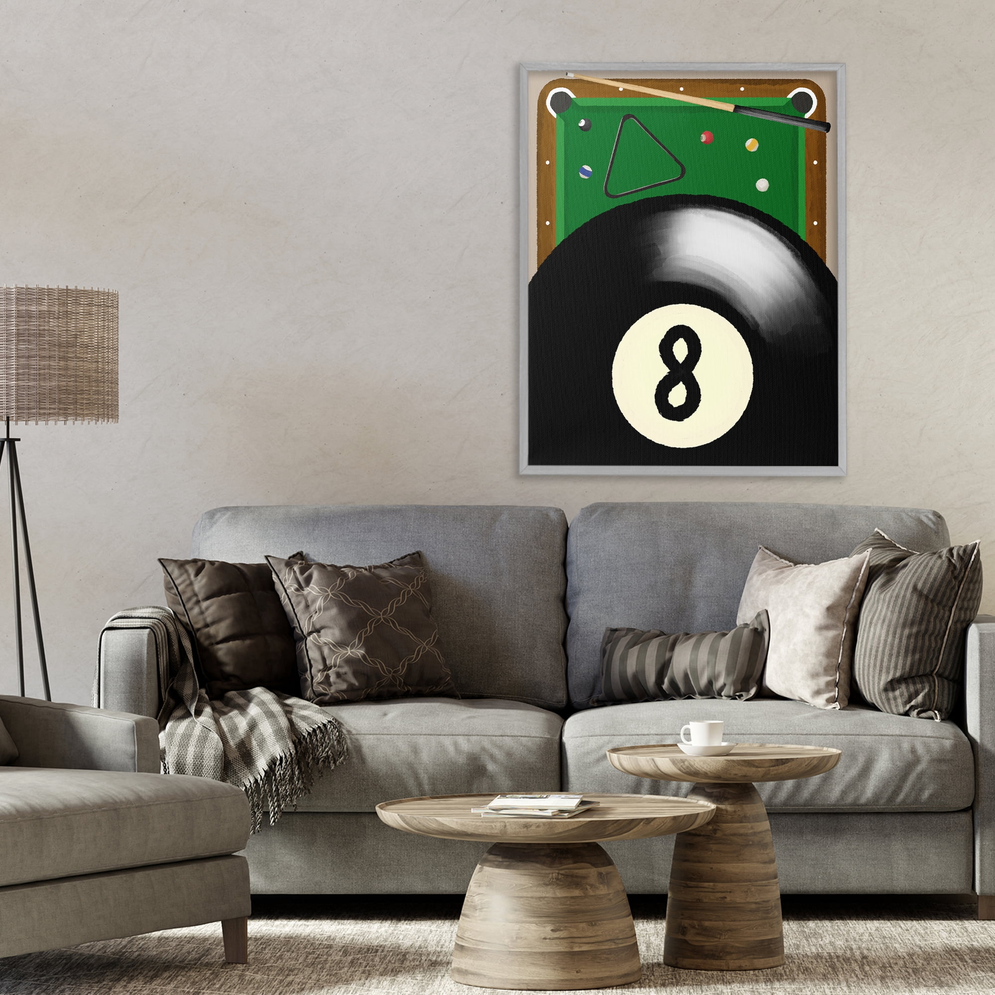 Stupell Industries Billiard Table & Balls Gray Framed Giclee Art, design by Jennifer Stith