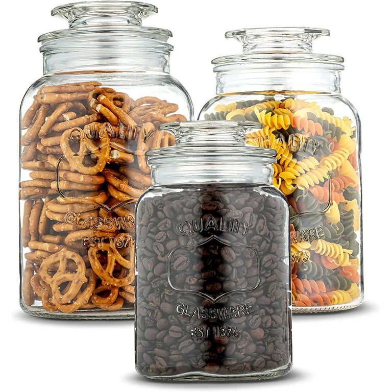 Home Intuition Heavy Glass Canister Set with Airtight Lid 3-Piece