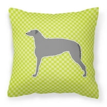 Carolines Treasures BB3796PW1818 Scottish Deerhound Checkerboard Green Fabric Decorative Pillow