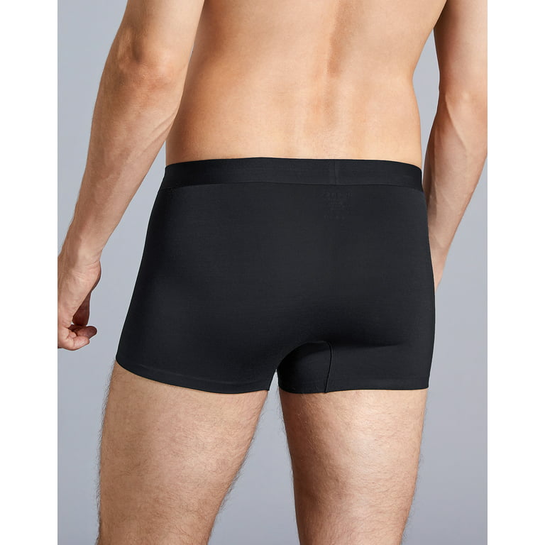 INNERSY Men's Micro Modal Boxer Briefs No Show Short Leg Trunks Underwear 3  Pack (L, Black) 