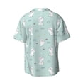 thumbnail image 2 of Vsdgher Playing Rabbit Print Men's Wrinkle Free Untucked Cuban Shirt Business Casual Button Down Shirts Short Sleeve Shirt, 2 of 7