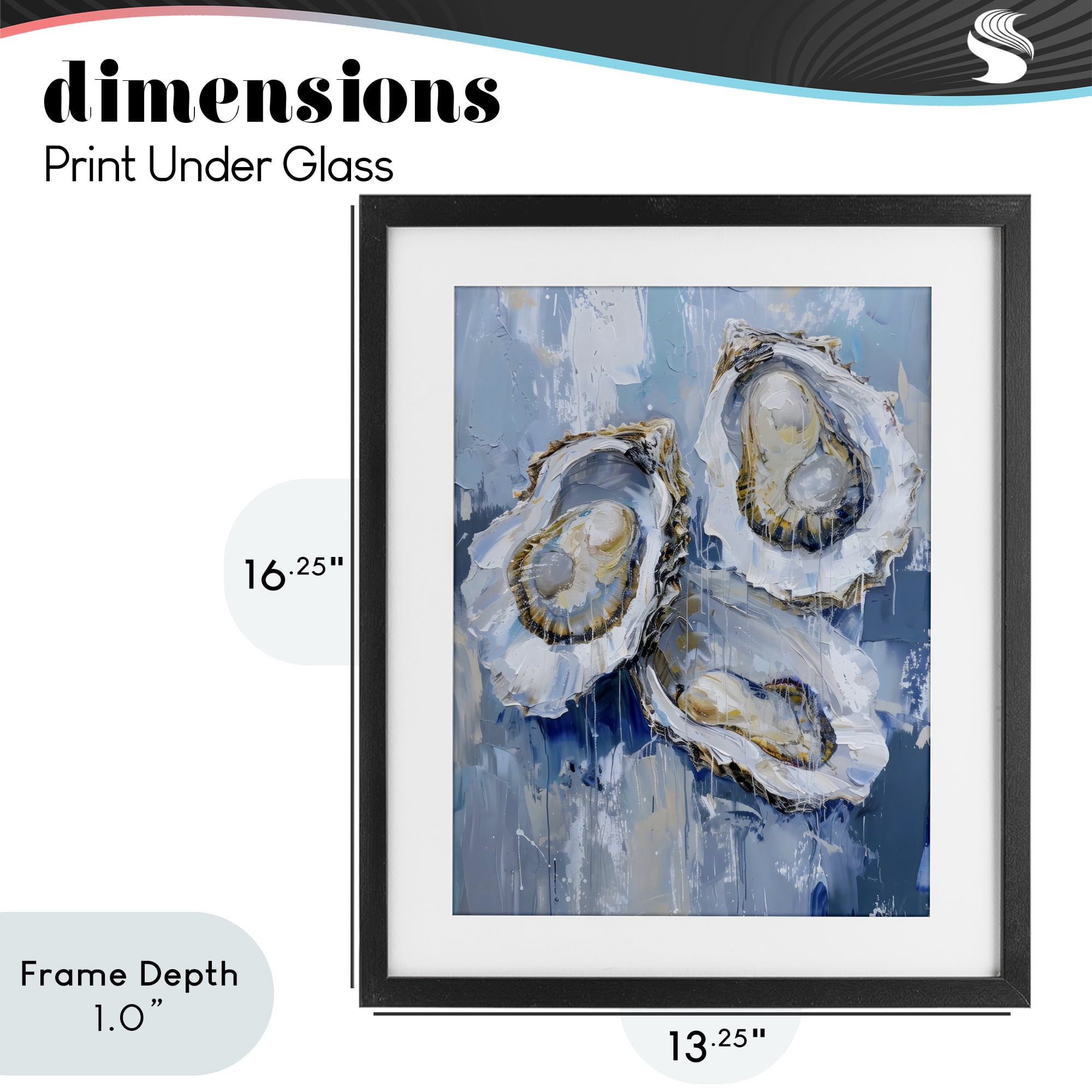 Stupell Industries Vibrant Blue Oysters Black Framed Print Under Glass, design by Creative Studio