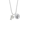 thumbnail image 2 of Delight Jewelry Silvertone Crystal Initial - P - Silvertone Script Initial Disc - P - Charm Necklace, 20"+3", 2 of 4