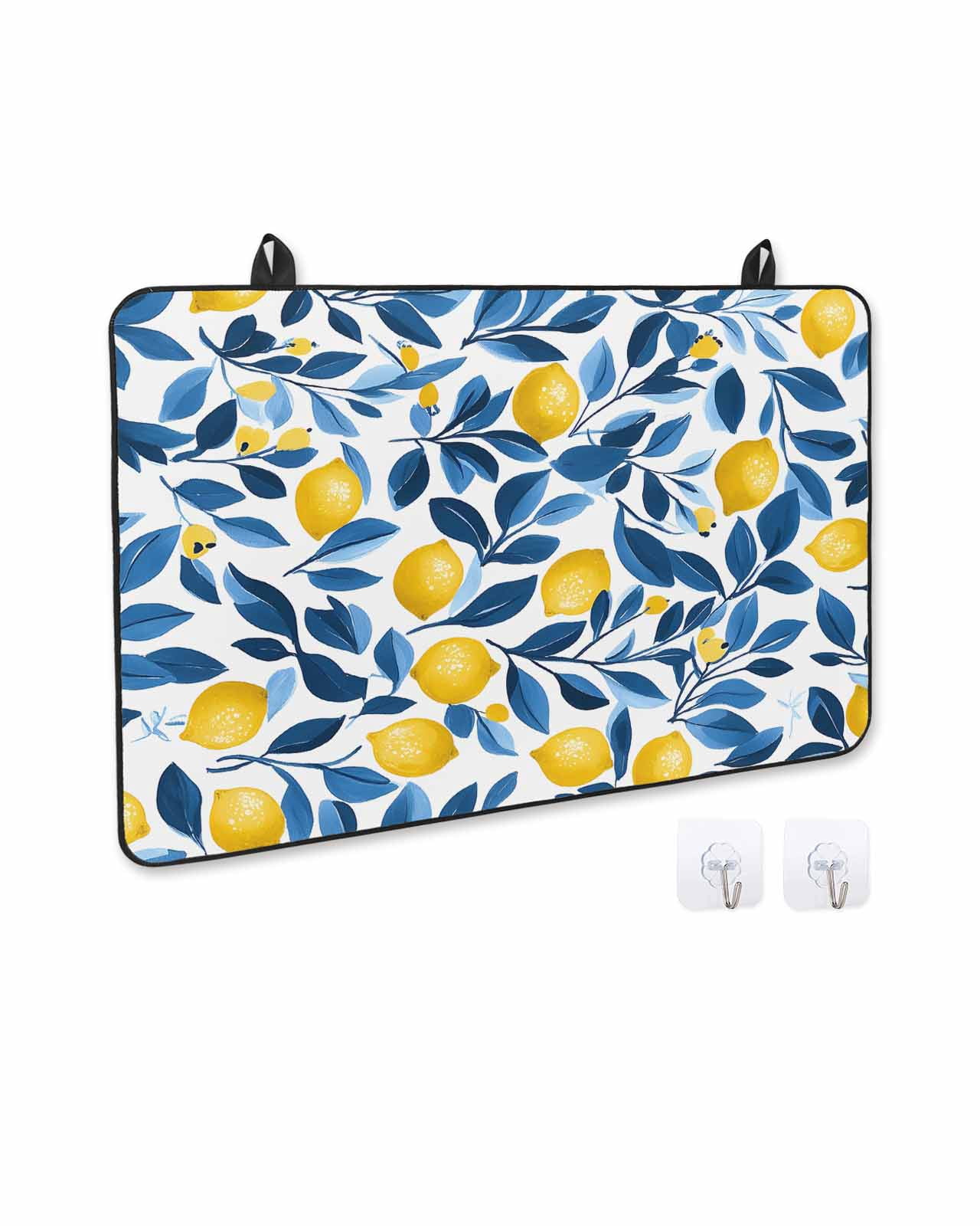 nqOlkjepod Large Induction Cooktop Protector Mat 36"x21", Lemon Stove Top Covers for Electric Stove, Summer Fruit Spring Leaf Watercolor Pastoral Stove Burner Cover Mats, Glass Top Stove Cover