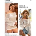 thumbnail image 5 of Summer Versatile Fashion Long Sleeve Hollow Out Cover-Up, Breathable Soft Dress, Beach Swim Cover-Up, 5 of 7