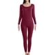 thumbnail image 1 of Qarigey Conjunto de ropa interior para hombre, calzoncillos largos térmicos elásticos de Color sólido para mujer, capa base cálida, vestido Ropa interior vino tinto mujer, 1 of 6