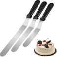 thumbnail image 1 of Espátula para tartas, juego de espátula para glaseado con 6, 8, 10 pulgadas, cuchillas de acero inoxidable para decoración de pasteles, juego de espátulas para glaseado con mango en ángulo (, 1 of 5