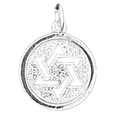 18K White Gold Star of David Pendant - 21 mm