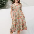thumbnail image 4 of Ulitacool Spring Dresses For Girls Sleeveless Crewneck Sundress For Summer Beach Pool Outdoor Play Floral Dresses Adorable Clothes Green 6-7 Years, 4 of 6