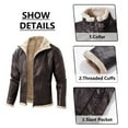 thumbnail image 4 of PU-Leather Jackets for Men Fleece Lined Zip-Up Collared Coats Mens Trendy Solid Color Long Sleeve Thermal Warm Sherpa Motorcycle Outerwear Jacket, 4 of 6