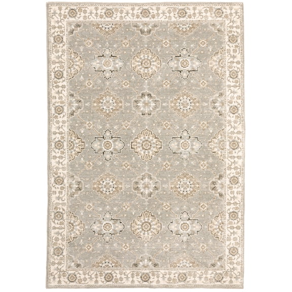 Oriental Weavers Andorra Area Rug - 8929H - 1'10" x 3'2" - in Gray/ Ivory - Vintage Inspired, Stain Resistant, Family and Pet Friendly , Entryway, Bathroom Accent Rug