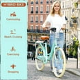 thumbnail image 6 of 26 inch Commuter Bicycle for Adult Men and Women, Comfortable City Bikes with Rear Rack and Basket, Green, 6 of 12