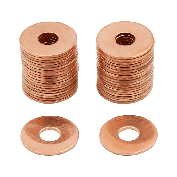 40pcs 6mm Inner Diameter Copper Washers Flat Sealing Gaskets Rings for Car
