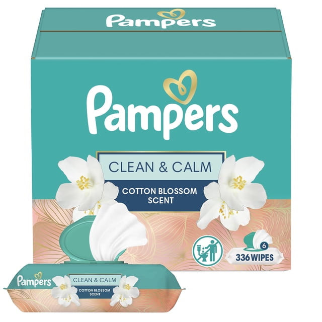 Pañuelos Pampers Clean & Calm, aroma a flor de algodón, 336 unidades