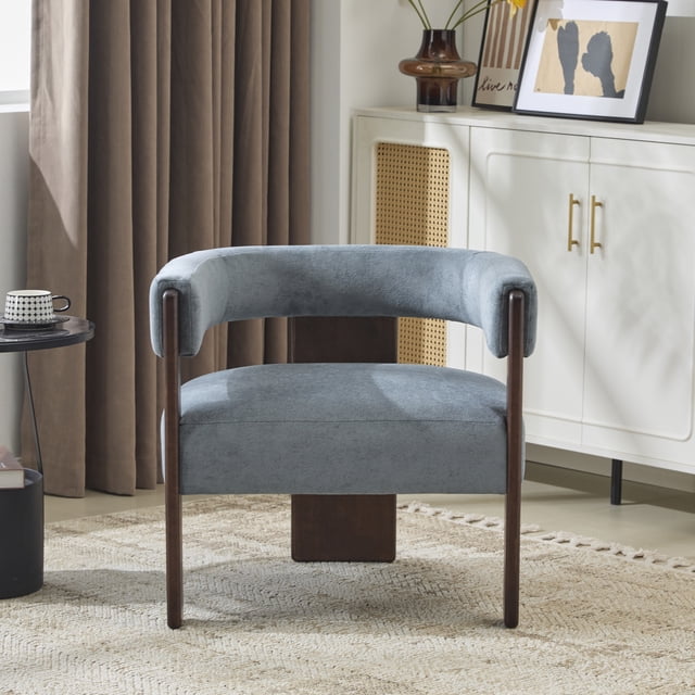 Fauteuil d'appoint Noble House moderne en velours, bleu