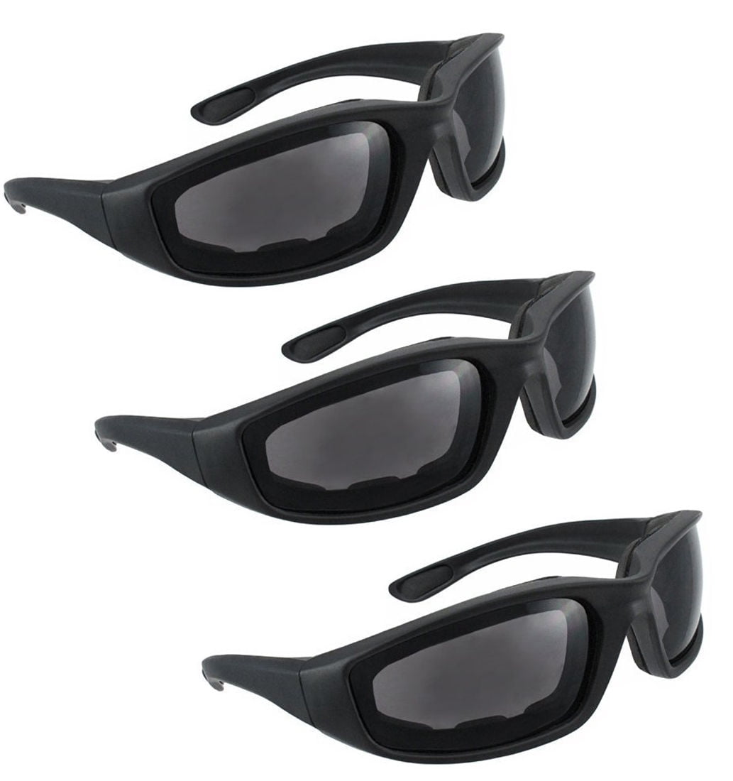 grinderPUNCH 3 Pair Motorcycle Riding Sunglasses Comfortable Glasses