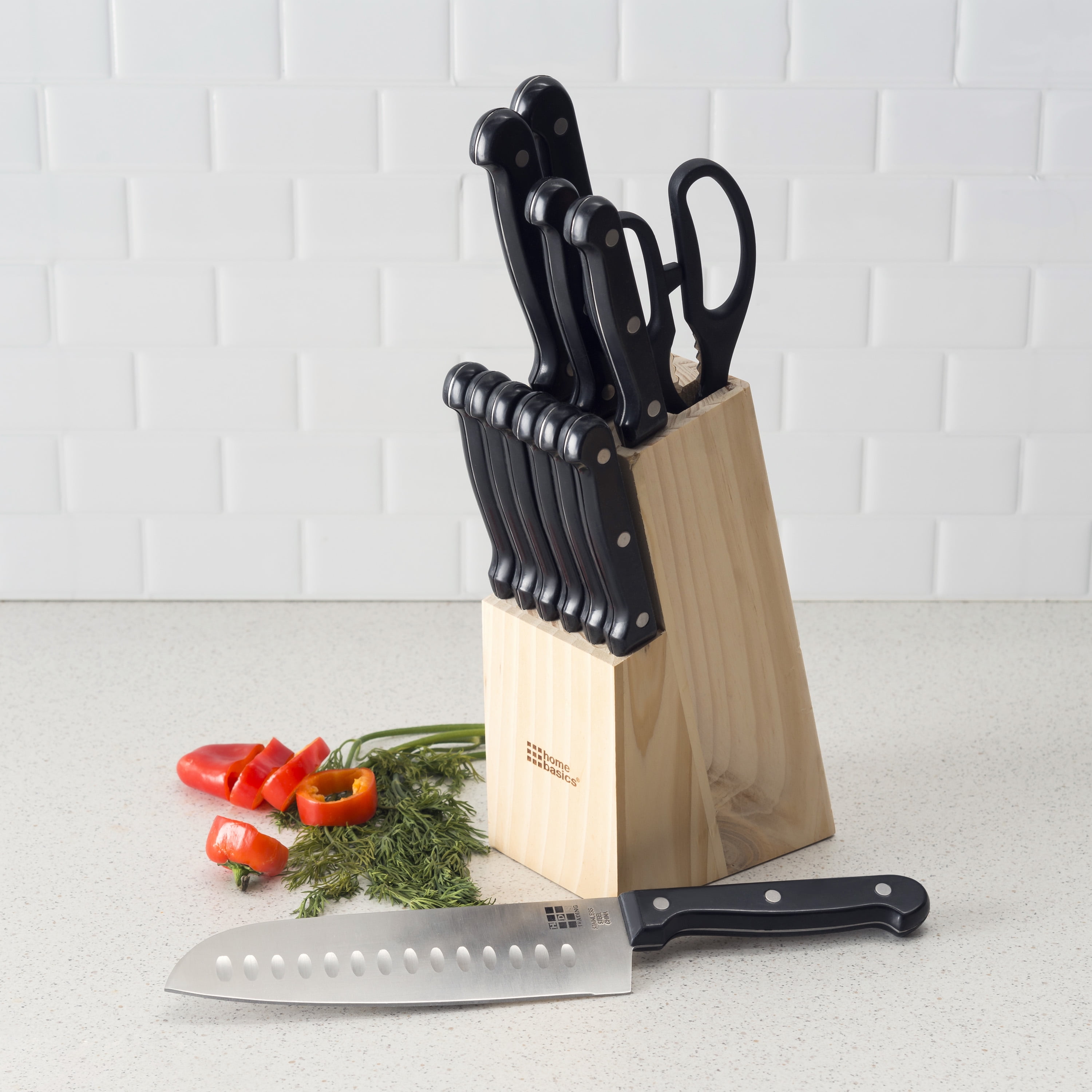 13 Piece Knife Set with Block in Black