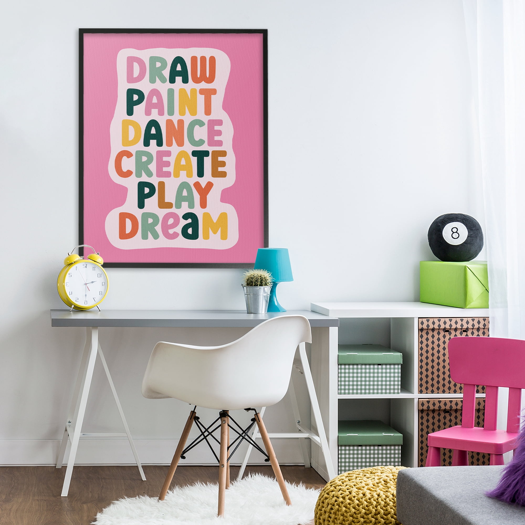Draw Paint Dance Create Black Framed Giclee Art, design by Julia Frost