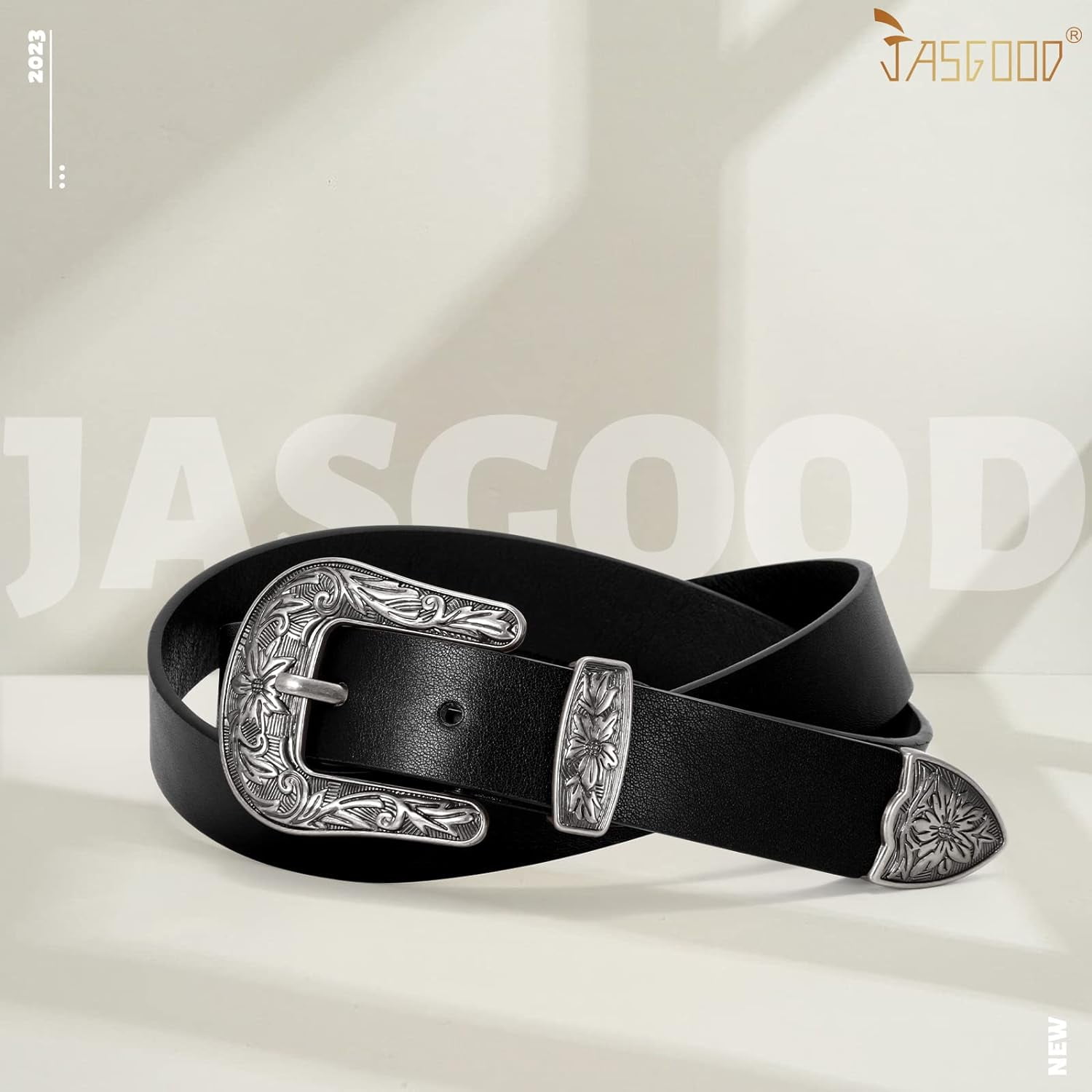 Women Leather Belts Ladies Vintage Western Design Black 