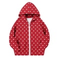 thumbnail image 4 of Maqroz Girls Polka Dots Jackets Cute Print Hoodie Jacket Long Sleeve Zip Up Casual Fall Winter Trendy Outerwear with Pockets Red,5-6 Years, 4 of 7