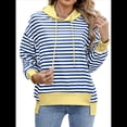 thumbnail image 1 of Sudadera de Rayas de Gran Tamaño para Mujer, Sudadera con Capucha de Bloques de Color, Jersey de Larga, Ropa Y2K Azul y L, 1 of 10