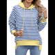 thumbnail image 1 of Sudadera de Rayas de Gran Tamaño para Mujer, Sudadera con Capucha de Bloques de Color, Jersey de Larga, Ropa Y2K Azul y XL, 1 of 10