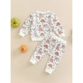 thumbnail image 4 of Bagilaanoe 2Pcs Toddler Baby Girl Boy Long Pants Set Dinosaur Print Long Sleeve Sweatshirt Pullover Tops+ Trousers 6M 12M 18M 24M 3T Fall Casual Sweatsuit, 4 of 8