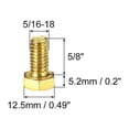thumbnail image 2 of Unique Bargains Brass Hex Bolts, 5/16-18x5/8' 1 Pack Fully Thread Grade 4.8 Machine Screws, 2 of 4