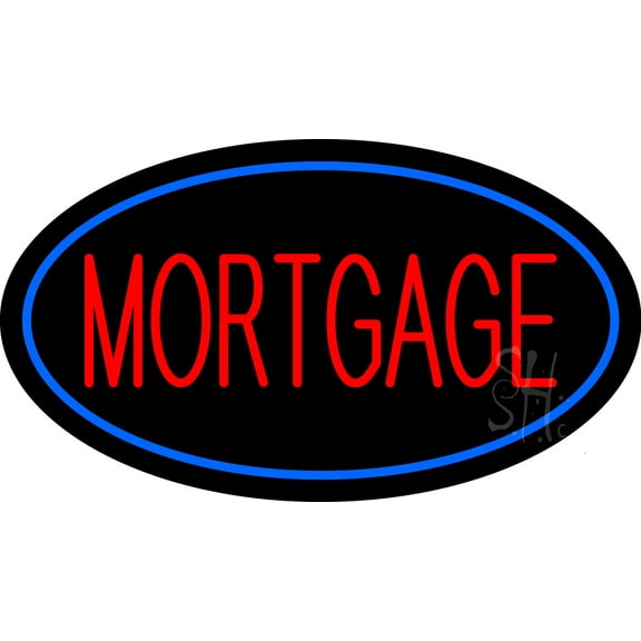 Mortgage Oval Blue LED Neon Sign 20 x 37 - inches, Black Square Cut Acrylic Backing, with Dimmer - Bright and Premium built indoor LED Neon Sign for Defence Force.