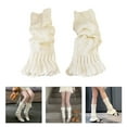 thumbnail image 2 of Girls Lolitas Ruffle Frilly Leg Warmers Knitted Leg Sleeves Goth Crochet Ankle Heap Socks JK Uniform Foot Covers, 2 of 9